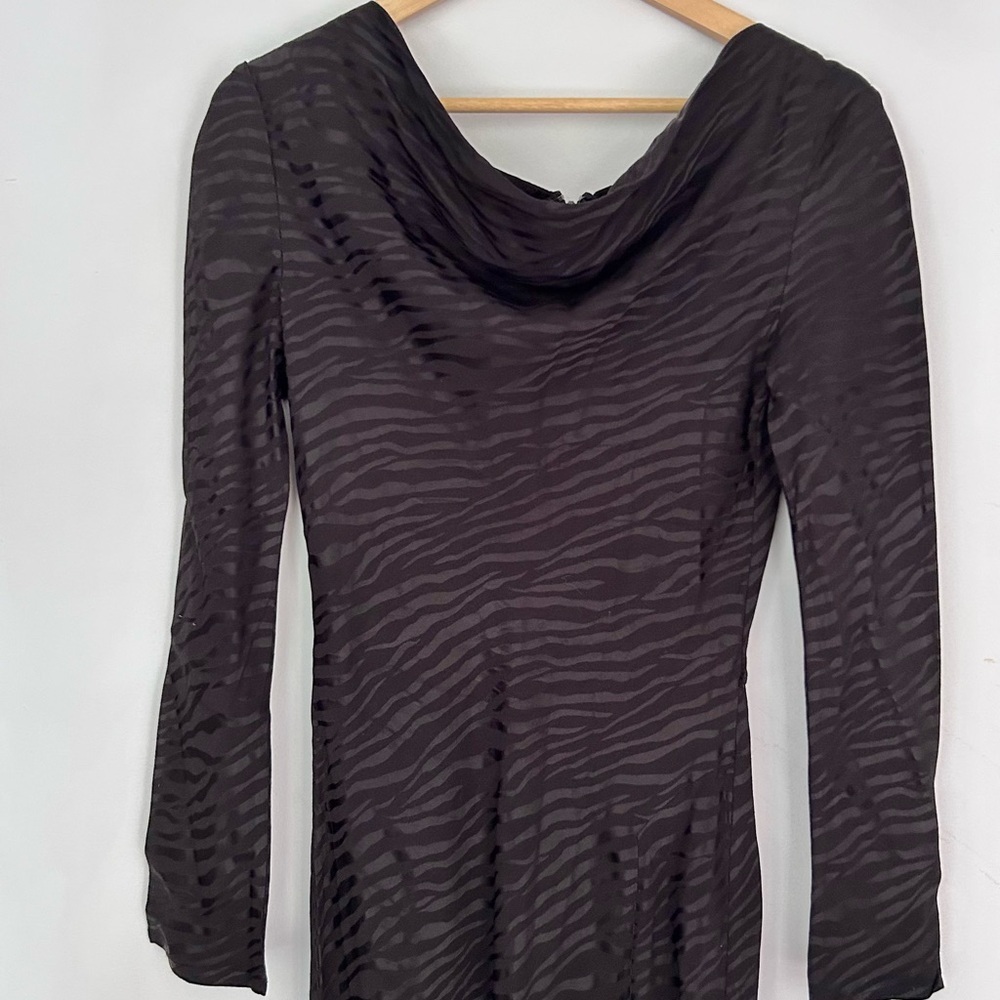 MOSSMAN TAKE BACK THE NIGHT BLACK DRESS long Elegant slit  Long Sleeve 4 - Picture 6 of 12
